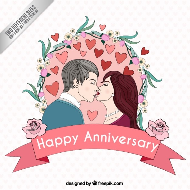 Free Vector hand drawn couple in love