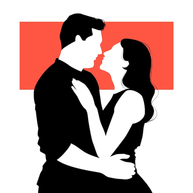 Free vector hand drawn couple silhouette illustration