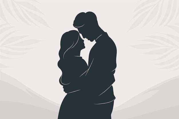 Free vector hand drawn couple silhouette illustration