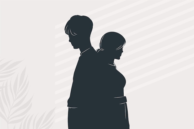 Free vector hand drawn couple silhouette illustration