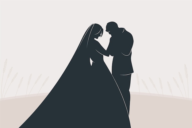 Free vector hand drawn couple silhouette illustration