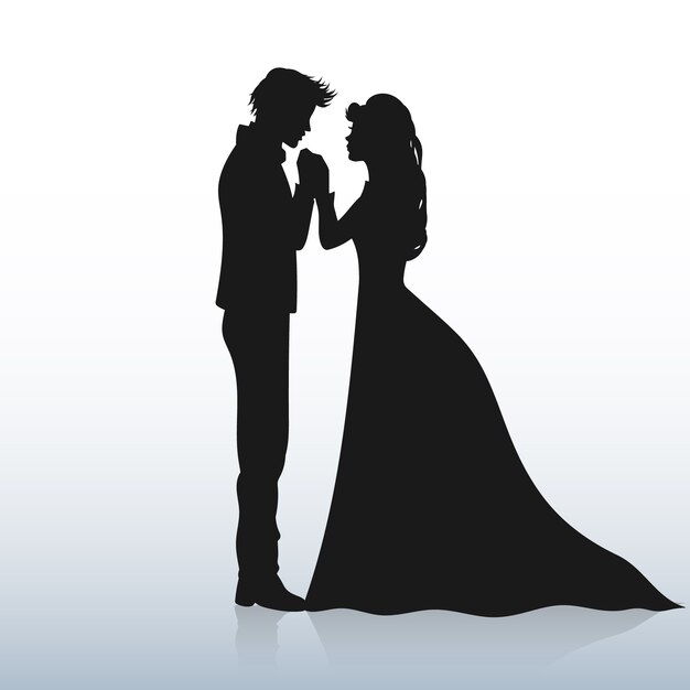 Hand drawn couple silhouette illustration