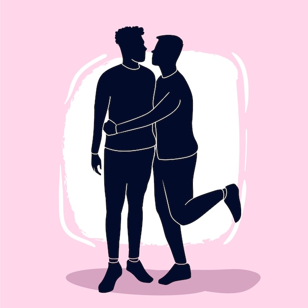 Free vector hand drawn couple silhouette illustration