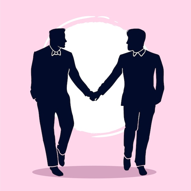 Free vector hand drawn couple silhouette illustration