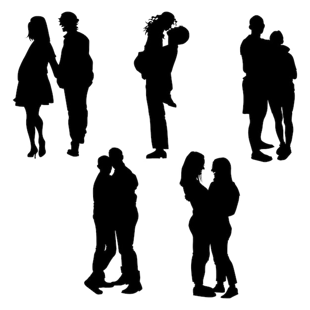 Free vector hand drawn couple  silhouette illustration