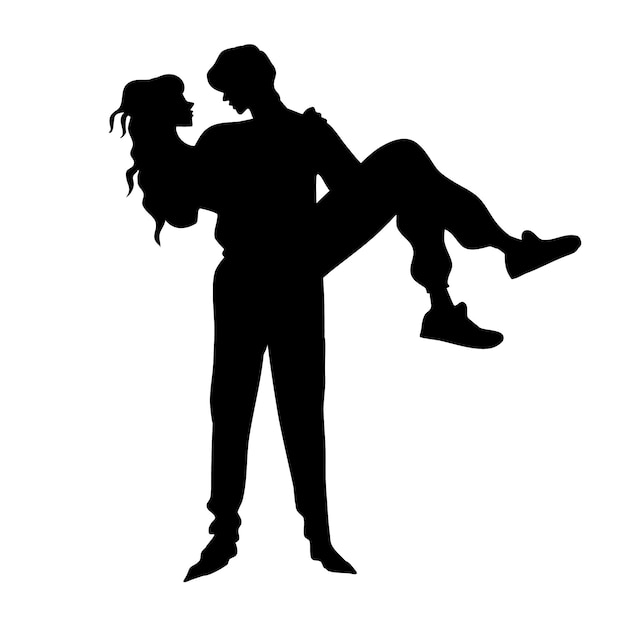 Бесплатное векторное изображение Нарисованная рукой иллюстрация силуэта пары