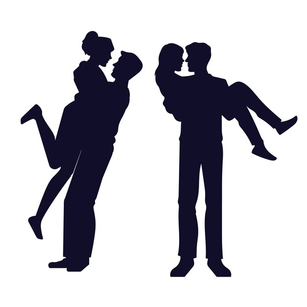 Hand drawn couple silhouette