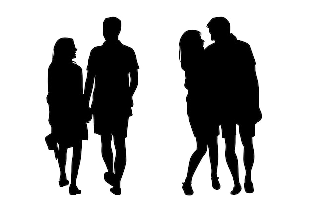 Hand drawn couple silhouette