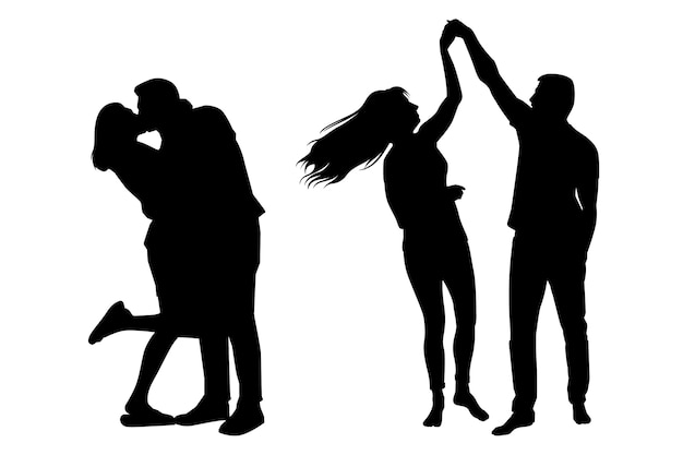 Free vector hand drawn couple silhouette