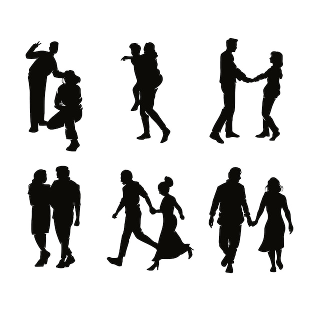 Hand drawn couple silhouette