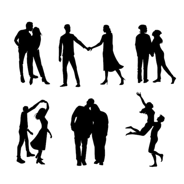 Hand drawn couple silhouette