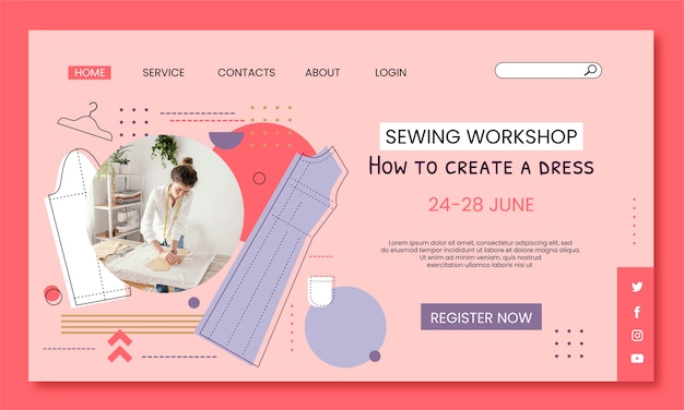 Free vector hand drawn couture atelier landing page