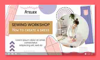 Vettore gratuito miniatura di youtube dell'atelier di alta moda disegnata a mano