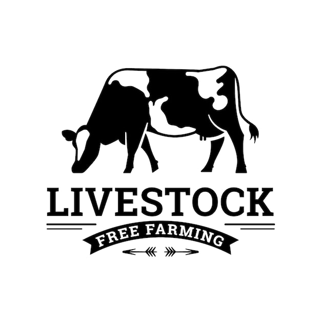 Vettore gratuito disegno del logo della mucca disegnato a mano