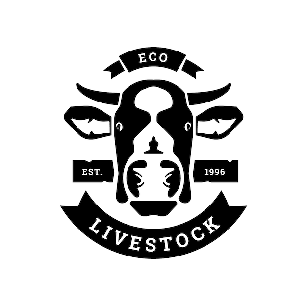 手描きの牛のロゴデザイン
