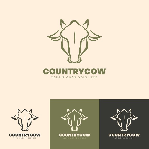Ручной обращается дизайн логотипа коровы