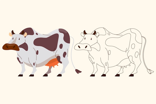 Free vector hand drawn cow outline illustration