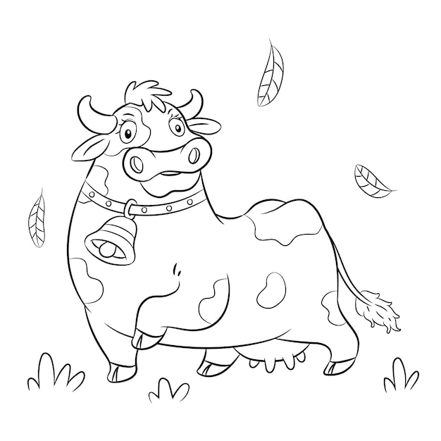 Нарисованная рукой иллюстрация контура коровы