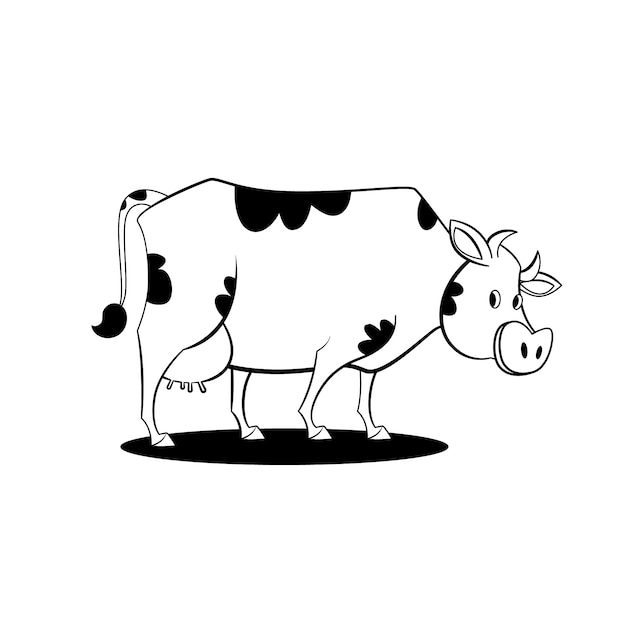 Бесплатное векторное изображение Нарисованная рукой иллюстрация контура коровы