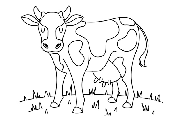 Hand drawn cow outline illustration