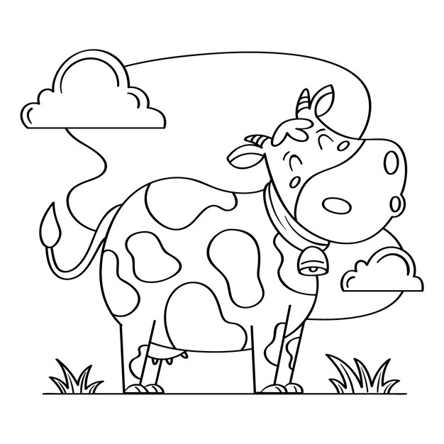 Hand drawn cow  outline illustration