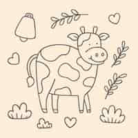 Free vector hand drawn cow outline illustration