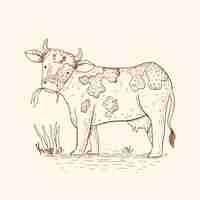 Free vector hand drawn cow outline illustration