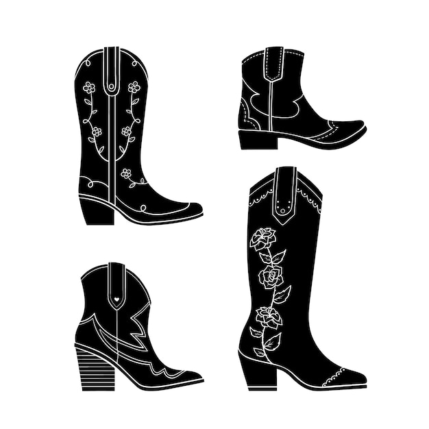 Hand drawn  cowboy boot silhouette