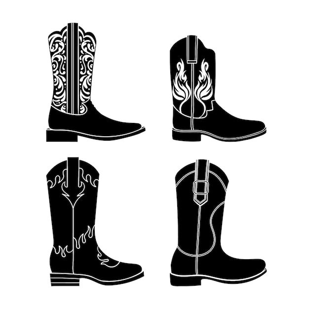 Hand drawn  cowboy boot silhouette