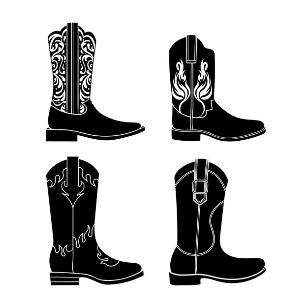 Hand drawn  cowboy boot silhouette