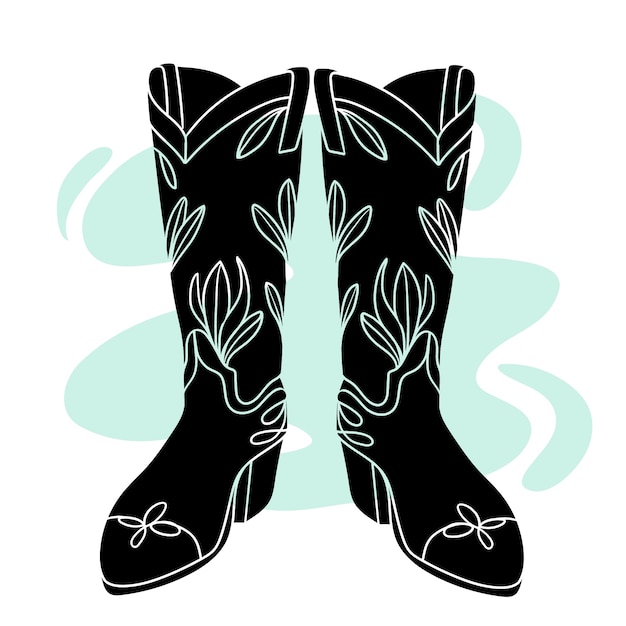 Free vector hand drawn cowboy boots silhouette