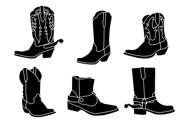 Hand drawn cowboy boots silhouette