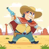 Free vector hand drawn cowboy cartoon illustration