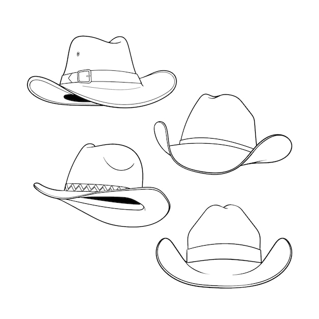 Бесплатное векторное изображение Иллюстрация рисунка ковбойской шляпы, нарисованная вручную