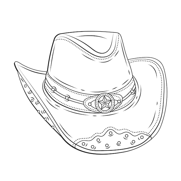 Vettore gratuito illustrazione di un cappello da cowboy disegnato a mano