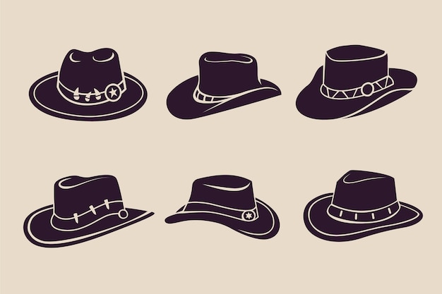 Hand drawn cowboy hat silhouette