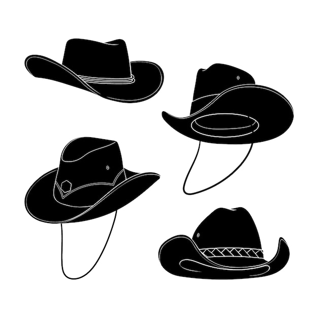 Silhouette di cappello da cowboy disegnato a mano