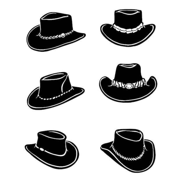 Vettore gratuito silhouette di cappello da cowboy disegnato a mano