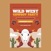 Vettore gratuito invito a una festa da cowboy disegnato a mano