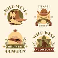 Free vector hand drawn cowboy party label set