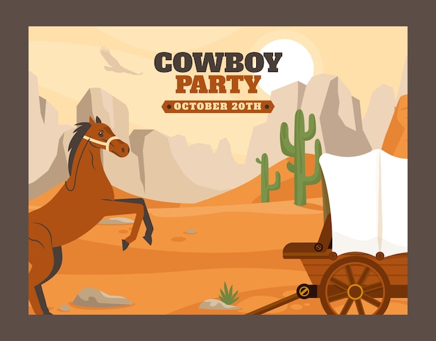 Photocall del partito del cowboy disegnato a mano