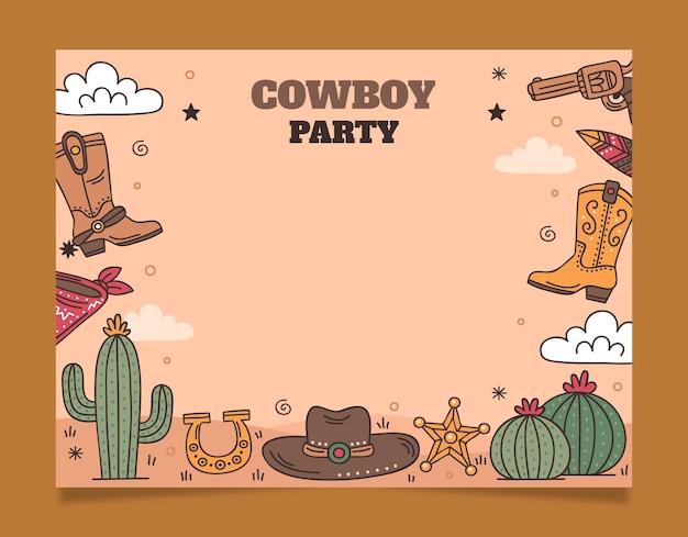 Free vector hand drawn cowboy party photocall