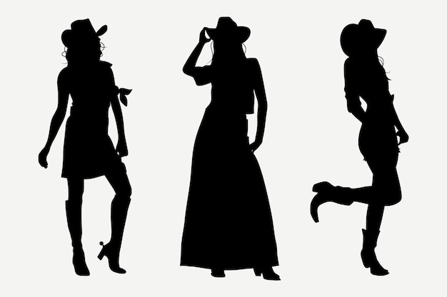 Vettore gratuito silhouette di stivale di cowgirl disegnata a mano