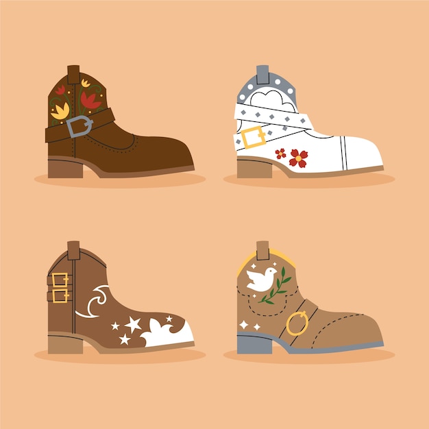Free Vector hand drawn cowgirl boots cartoon illustration