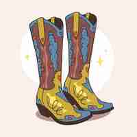 Free vector hand drawn cowgirl boots cartoon illustration