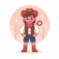 Free vector hand drawn cowgirl  cartoon illustration