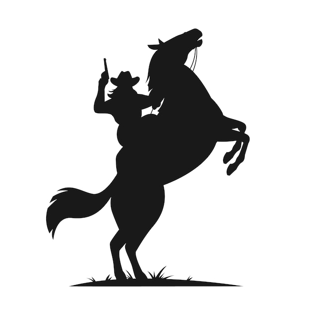 Hand drawn cowgirl silhouette illustration