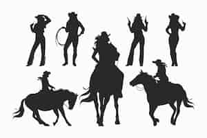 Vettore gratuito silhouette di cowgirl disegnata a mano