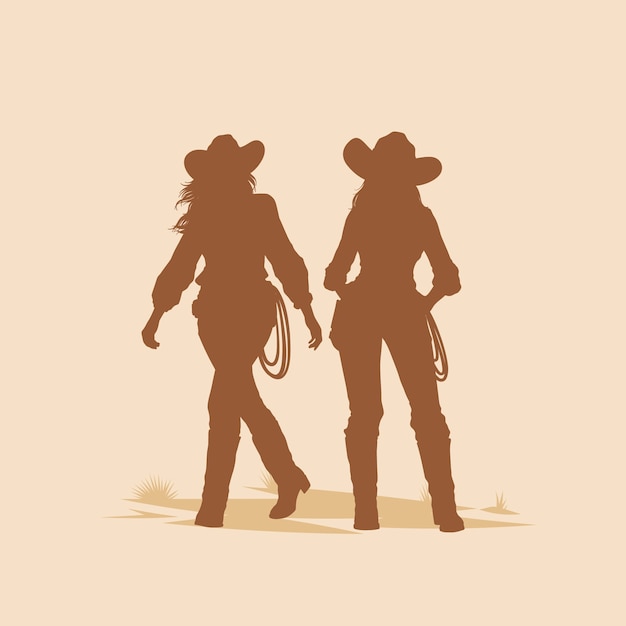 Hand drawn cowgirl silhouette