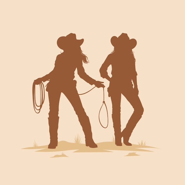 Vettore gratuito silhouette di cowgirl disegnata a mano